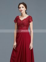 Lace Chiffon Mother of the Bride Dress with Sleeves,Simple Mother Dress,11762
