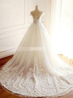 Lace Classic Wedding Gown,Cap Sleeves Bridal Gown with Train,11313