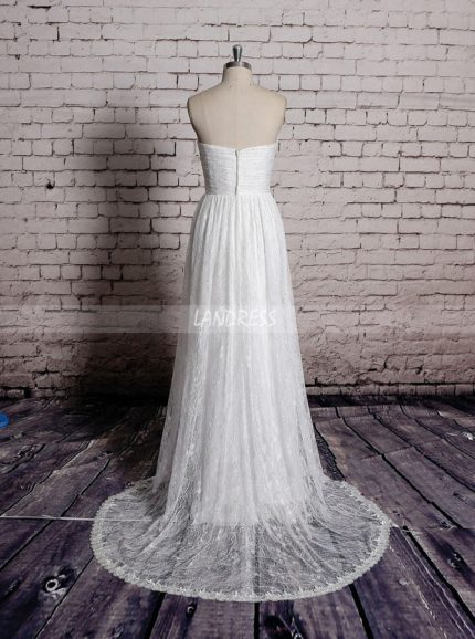 Lace Wedding Dresses,Boho Bridal Dress,Strapless Wedding Dress,11578