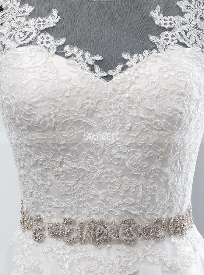 Lace Wedding Dress with Cutout Back,A-line Bridal Gown - Landress.co.uk