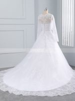 Lace Wedding Dress with High Neck,Long Sleeves Bridal Dress,11691