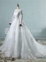 Lace Wedding Dress with Sleeves,A-line Wedding Dresses with Sleeves,Classic Bridal Dress,11153