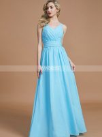 LightBlue Bridesmaid Dresses with Sash,Long Bridesmaid Dress Spring,11330