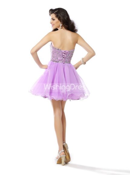Lilac Sweet 16 Dresses,A-line Princess Short Prom Dress,11444