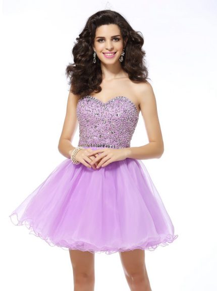 Lilac Sweet 16 Dresses,A-line Princess Short Prom Dress,11444