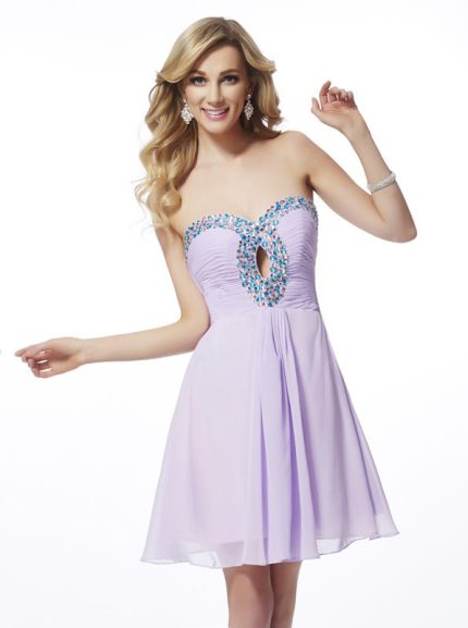 Lilac Sweetheart Cocktail Dress,Chiffon Homecoming Dress for Teens,11427