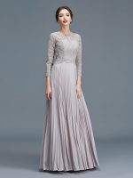 Long Mother of the Bride Dresses with Sleeves,Silver Mother Dress,11775