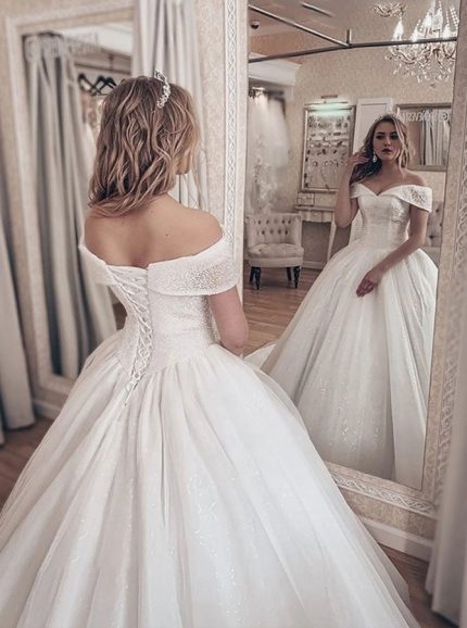 Luxurious Princess Bridal Dress,Off the Shoulder Crystal Ball Gown ...