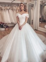 Luxurious Princess Bridal Dress,Off the Shoulder Crystal Ball Gown Dress,12220