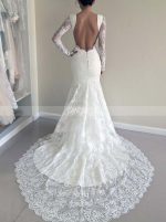Mermaid Lace Wedding Dresses with Sleeves,Open Back Bridal Dress,11646