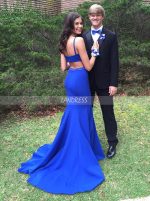 Mermaid Royal Blue Prom Dress with Train,Formal Evening Dresses,11245