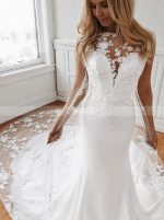 Mermaid Wedding Dress with Long Watteau Train,12271
