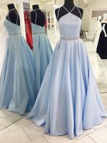 Modest SkyBlue Prom Dresses for Teens,A-line Satin Pageant Dress,11924