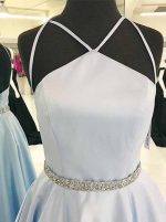 Modest SkyBlue Prom Dresses for Teens,A-line Satin Pageant Dress,11924
