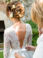 Modest Wedding Dresses,Classic Wedding Dress with 3/4 Length Sleeves,12187