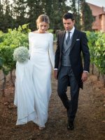 Modest Wedding Dresses with Sleeves,Satin Simple Wedding Dress,12050