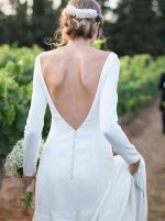 Modest Wedding Dresses with Sleeves,Satin Simple Wedding Dress,12050
