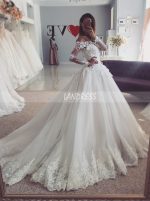 Off the Shoulder Wedding Dress,Ball Gown Wedding Dress with Sleeves,Stunning Wedding Gown,11127