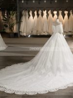 Off the Shoulder Wedding Dresses with Sleeves,Lace Wedding Dress,11721