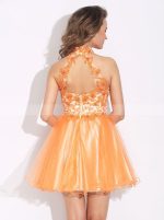 Orange A-line Homecoming Dresses,High Neck Cocktail Dress,11495