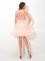 Peach Cocktail Dresses,Tulle A-line Sweet 16 Dress,11500
