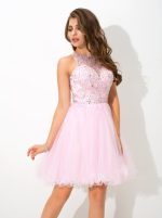 Pink Sweet 16 Dresses,Beaded Homecoming Dress,11465