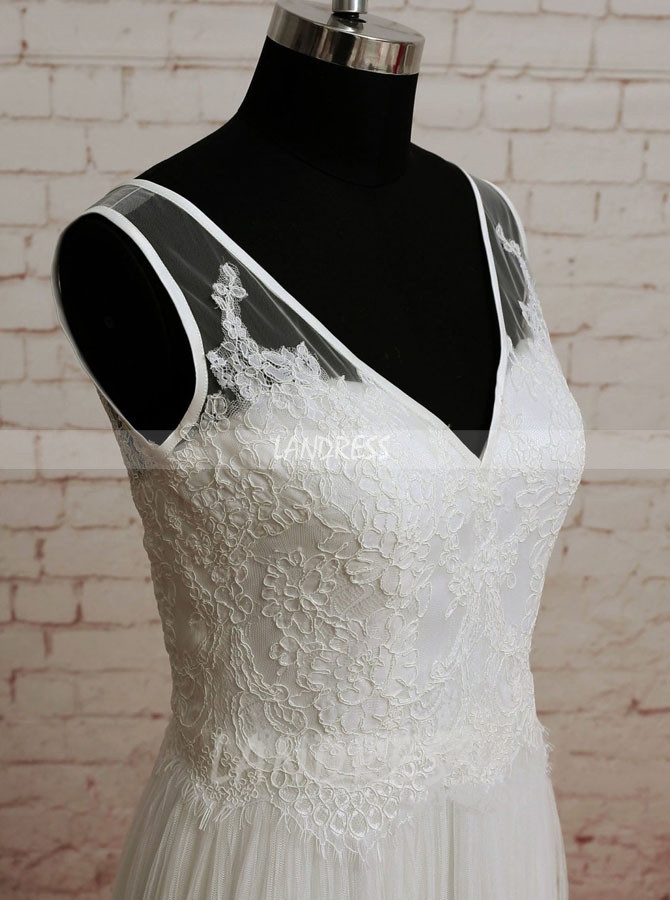 Pleated Wedding Dresses,Beach Wedding Dress,11605