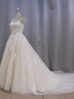 Princess Champagne Wedding Dresses,Tulle Bridal Dress with Train,11278
