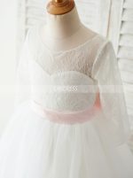 Princess Flower Girl Dress with Sleeves,First Communion Dress,11842