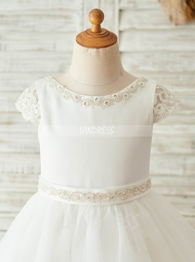 Princess Flower Girl Dress with Sleeves,Simple Flower Girl Dress,11845