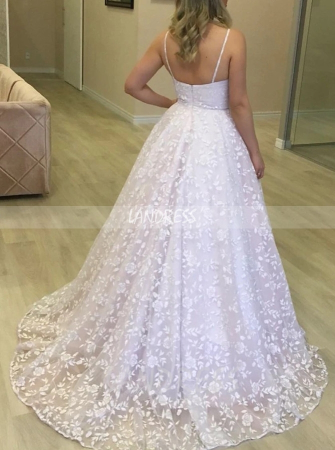 Princess Lace Spaghetti Straps Bridal Gown,12289