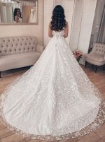 Princess Lace Wedding Dress,Stunning Bridal Gown,12222