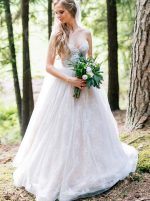 Princess Strapless Sweetheart Tulle Over Lace Bridal Gown,12236