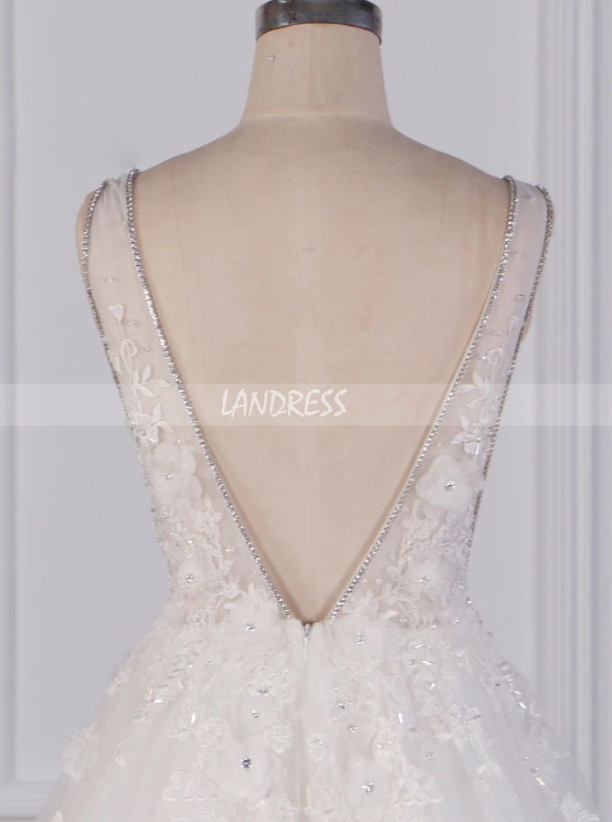 Princess Wedding Dress,V-cut Back Wedding Dress,12097