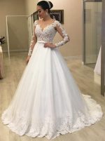 Princess Wedding Dress with Sleeves,Classic Bridal Gown,12201