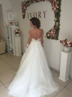 Princess Wedding Dress with Sleeves,Illusion Bridal Gown,12056