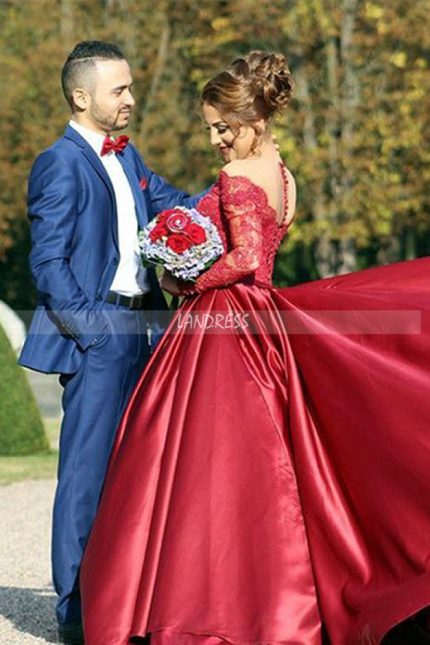 Prom Dress with Sleeves,Formal Satin Long Evening Dress,12010