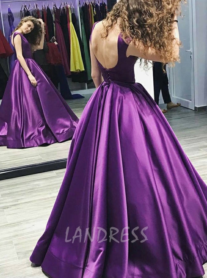 Purple Ball Gown Prom Dresses,Satin Prom Dress,Sweet 16 Dress,11210