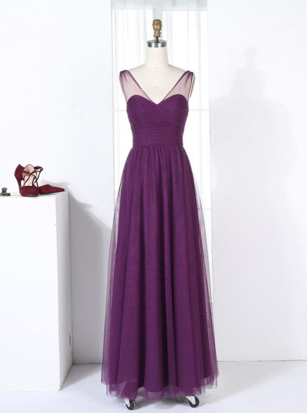 Purple Bridesmaid Dresses,Tulle Bridesmaid Dresses,Long Bridesmaid Dress,11351