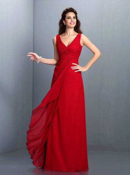 Red Bridesmaid Dresses,V-neck Bridesmaid Dress,11411