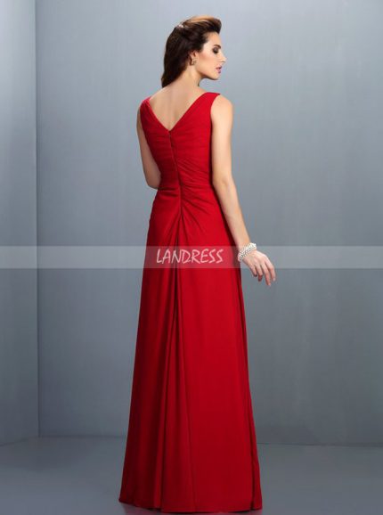 Red Bridesmaid Dresses,V-neck Bridesmaid Dress,11411