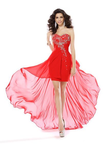 Red High Low Homecoming Dresses,Chiffon Short Prom Dress,11440