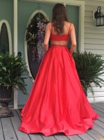 Red Modest Prom Dresses,A-line Prom Dress,11878
