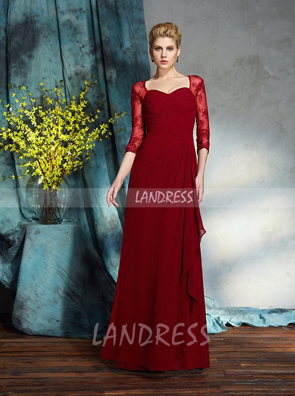 Red Mother of the Bride Dress with Sleeves,Sweetheart Mother Dresses,11731