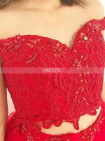 Red Prom Dresses for Teens,Two Piece Prom Dresses,Ruffled Prom Dress,11204