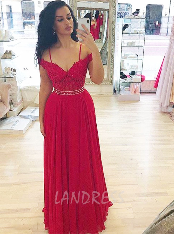Red Prom Dresses with Straps,Elegant Prom Dress,11868