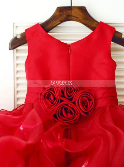 Red Ruffled Flower Girl Dresses,Birthday Party Dress,11814