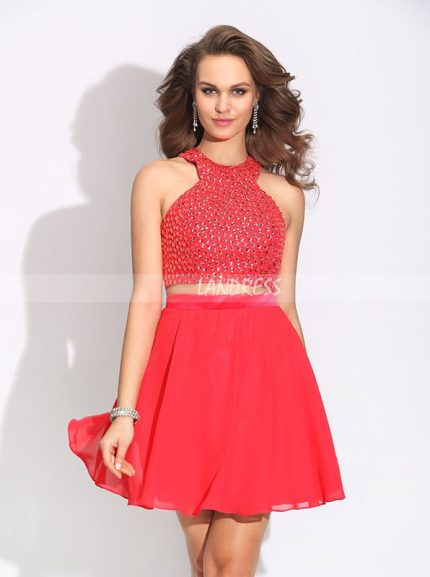 Red Short Homecoming Dresses,Two Piece Cocktail Dress,11497
