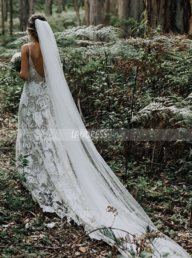 Romantic Bohemian Lace Bridal Dress,12248