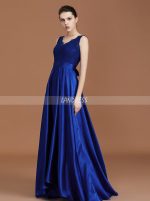 Royal Blue A-line Bridesmaid Dresses,Satin Asymmetrical Bridesmaid Dress,11345